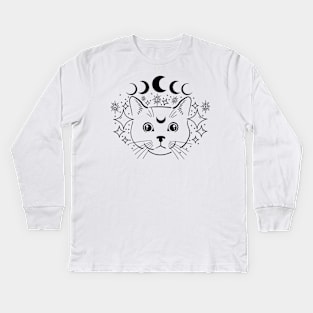 Celestial Kitty Cat Kids Long Sleeve T-Shirt